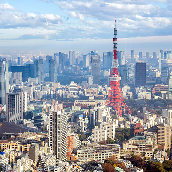 A skyline view of Tokyo