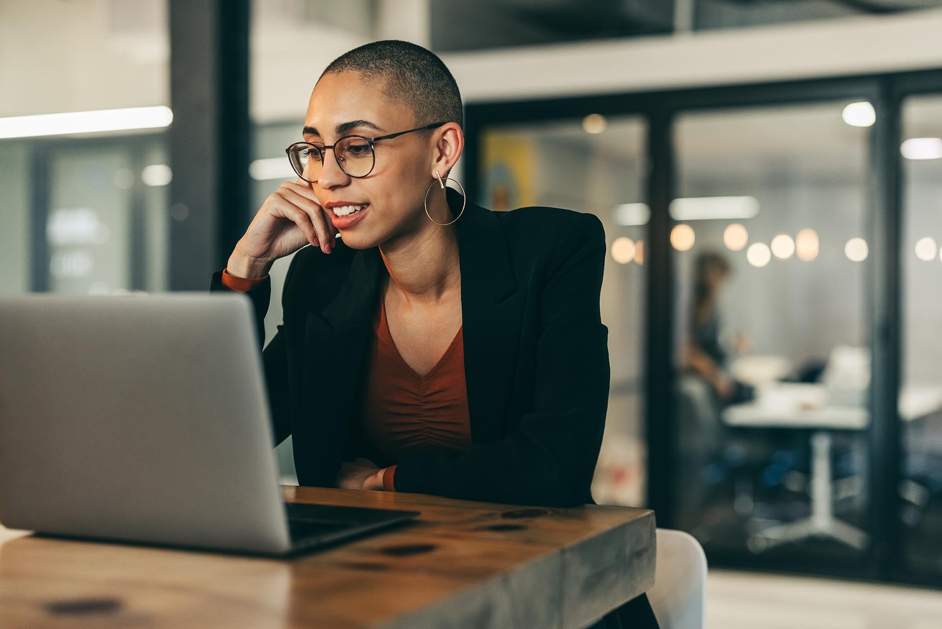 A person working at a laptop
