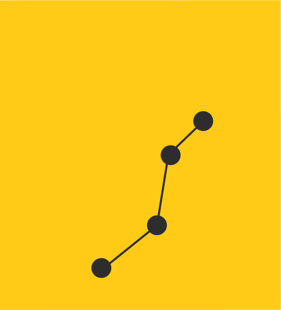A black line graph on a yellow background