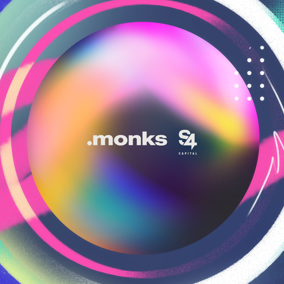 a colorful globe showing both a Monks and S4 Capital logo